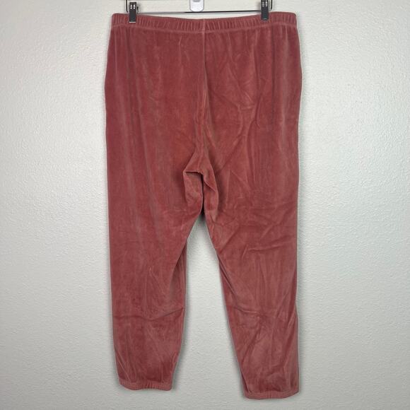 Aerie Women's Size Large Real Obsessed Coral Pink Velour Jogger Lounge Weekend - Picture 6 of 7